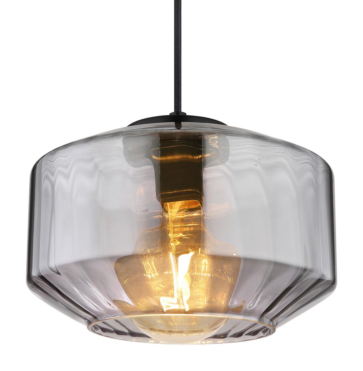 Hängeleuchte Christiana max. 40 Watt - Schwarz, Design, Glas/Metall (24/120cm) - Globo