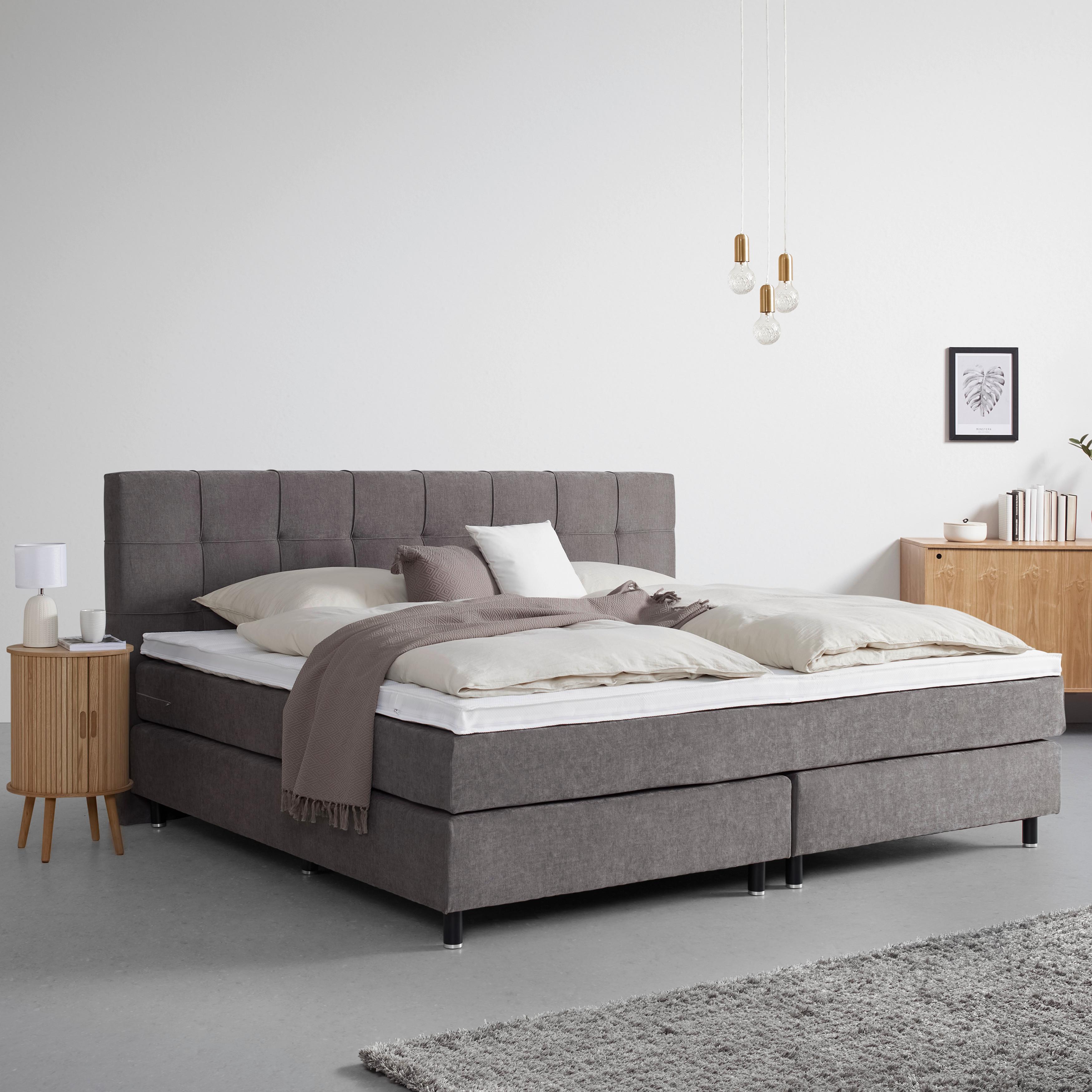 Boxspringbett Primo Dunkelgrau ca. 220x200cm - Dunkelgrau, KONVENTIONELL, Holz/Holzwerkstoff (220/200cm) - Premium Living
