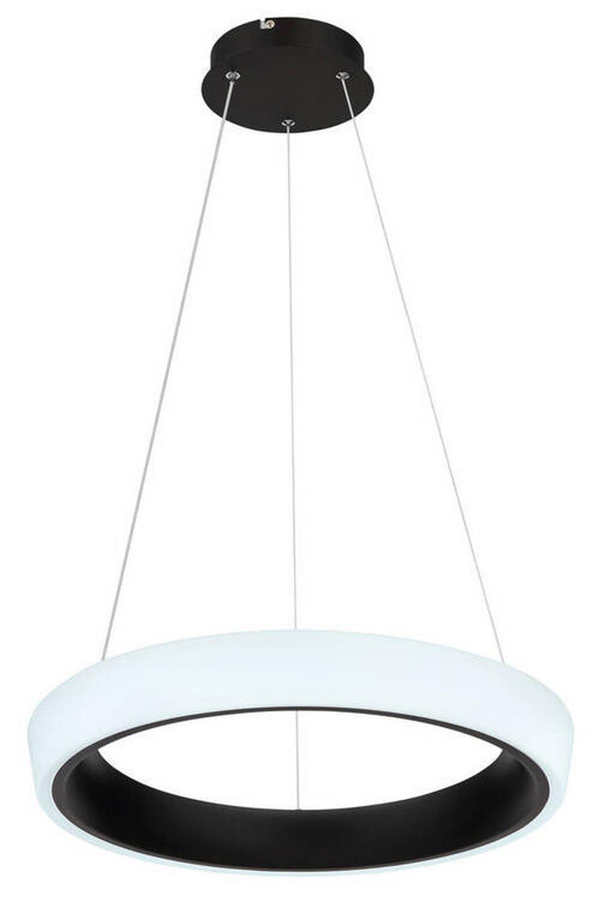 Viseča Led-svetilka Tabano, S Sijalko - črna/opal, Design, kovina/umetna masa (49,5/120cm) - Globo