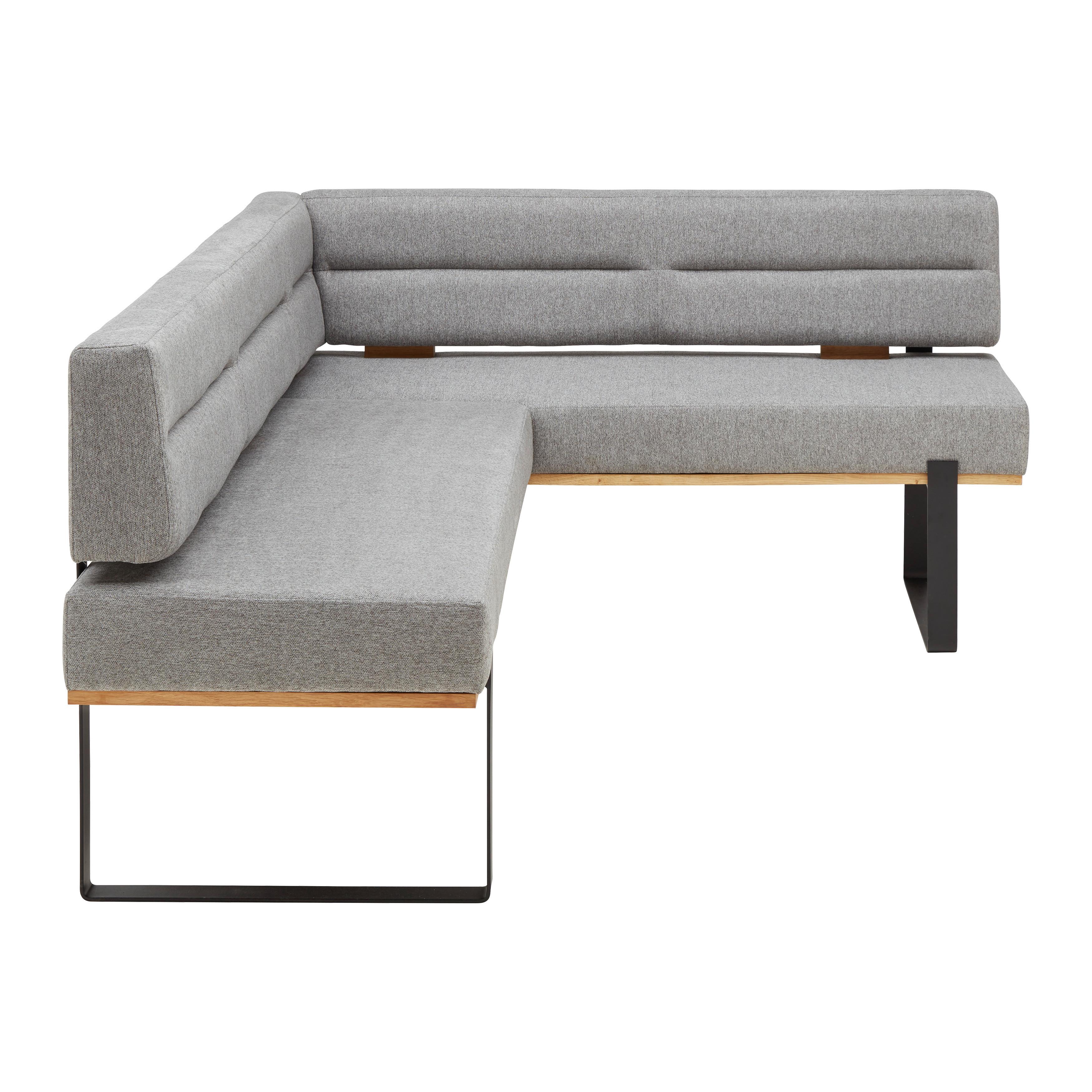 Eckbank in Grau - Schwarz/Grau, KONVENTIONELL, Holz/Textil (220/85/160cm) - Based