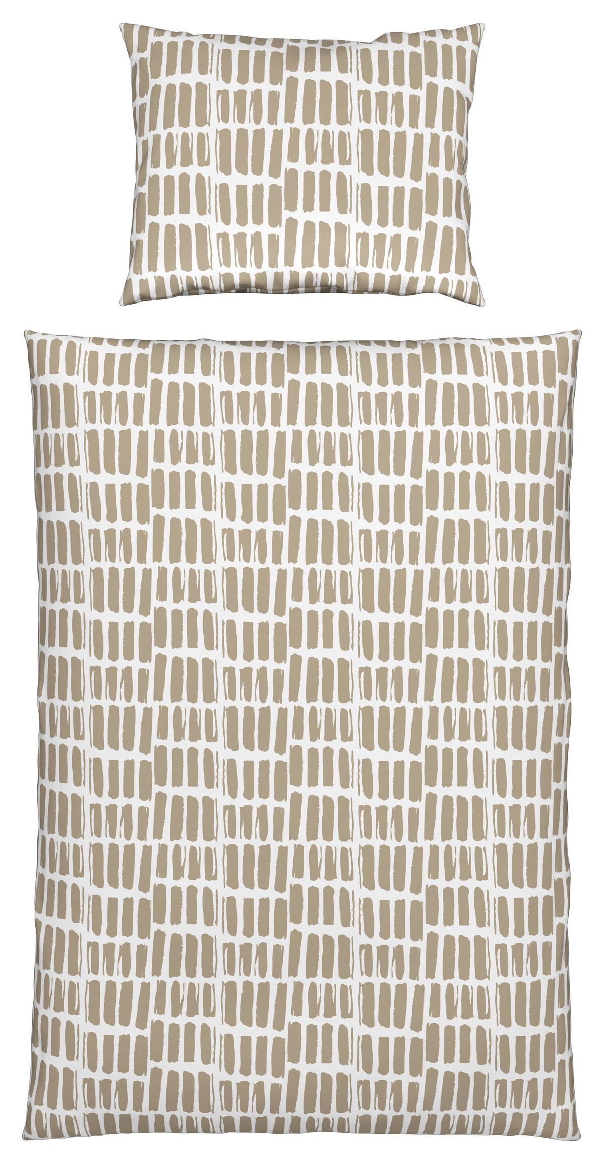 Lenjerie de pat Adam, cca. 140x200/50x70 cm - alb/bej, Modern, textil (140/200cm) - Mömax