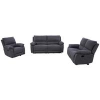 Ülőgarnitúra Szett 3 Részes Porto - sötétszürke, Konventionell, textil/fa - Based