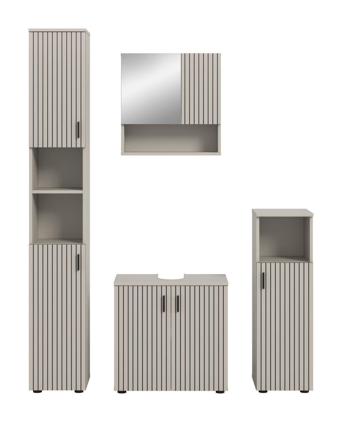 Badezimmer Mone Kaschmir - Kaschmir/Schwarz, Trend, Glas/Holzwerkstoff (120cm) - MID.YOU