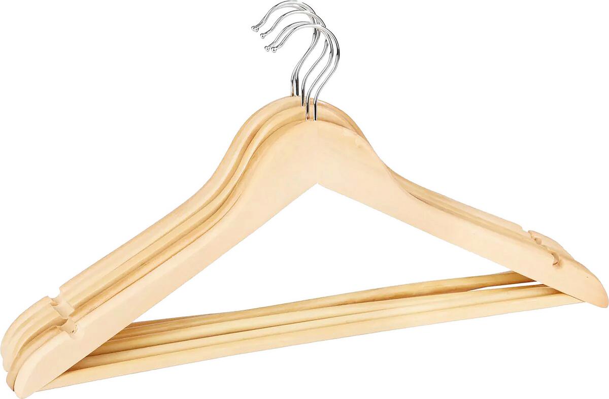 Kleiderbügelset Kathrin aus Holz 5er Set - Naturfarben, Konventionell, Holzwerkstoff/Metall - Modern Living