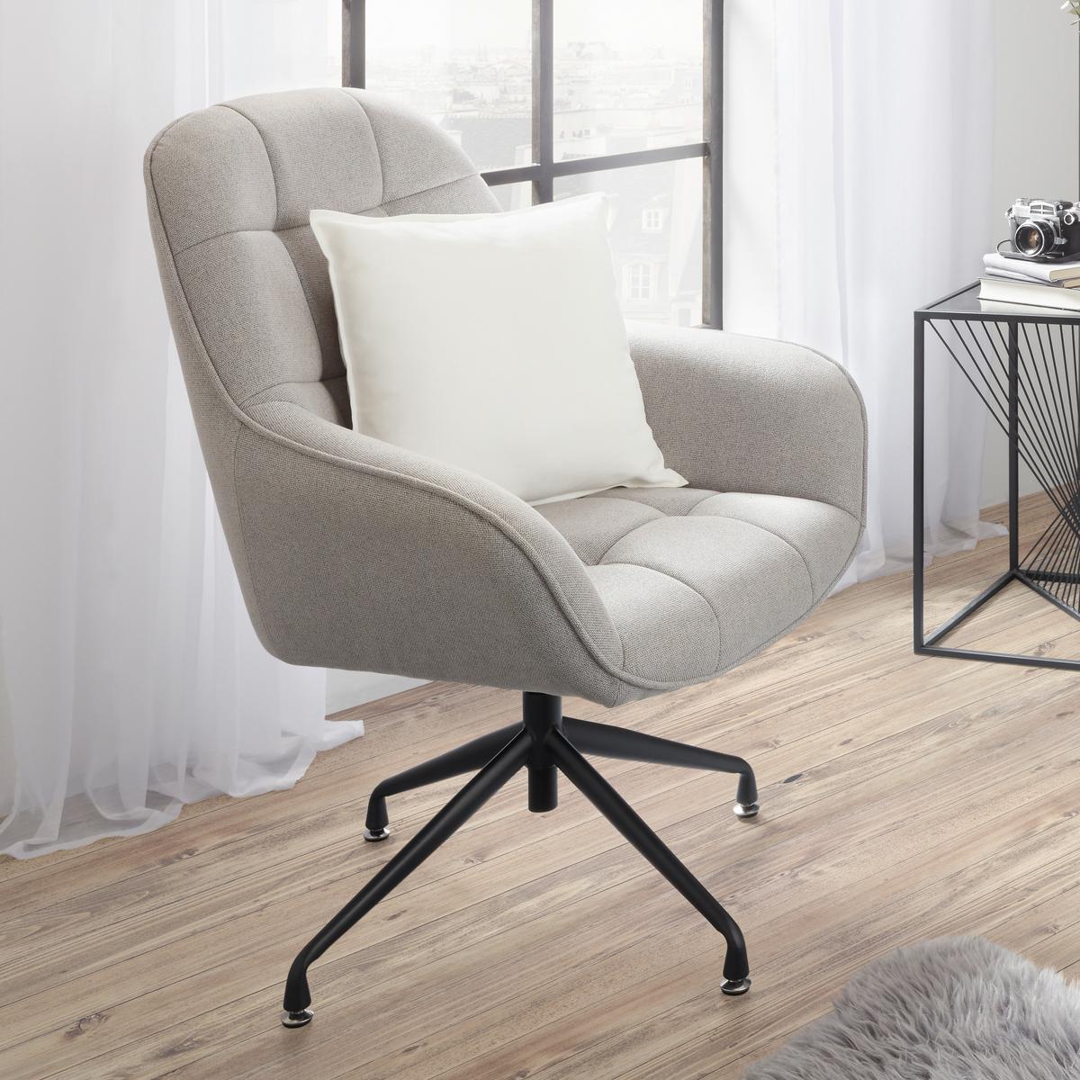 Fotel Elias - fekete/szürke, Modern, textil/fém (73/100/75cm) - Mömax