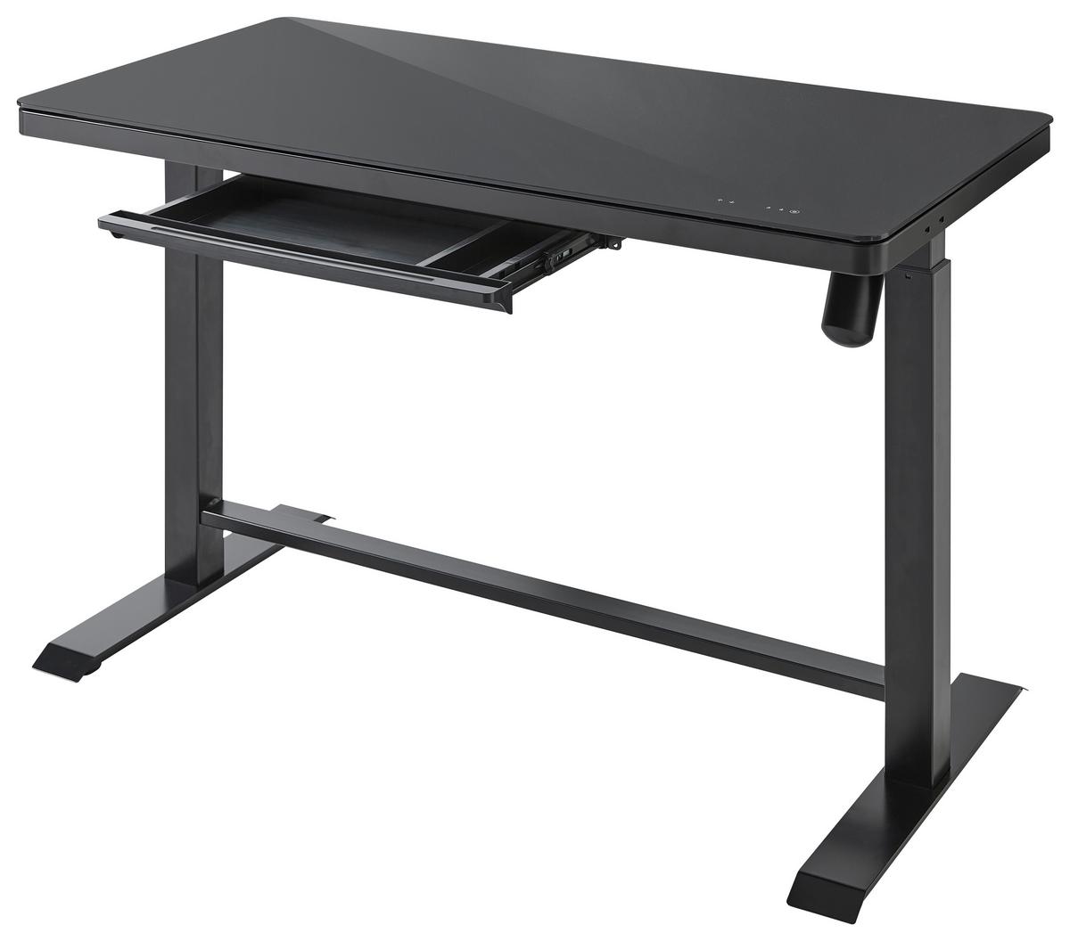 Íróasztal, Állítható Magasságú Lift4home - fekete, Modern, Üveg/fém (120/72-120/60cm)