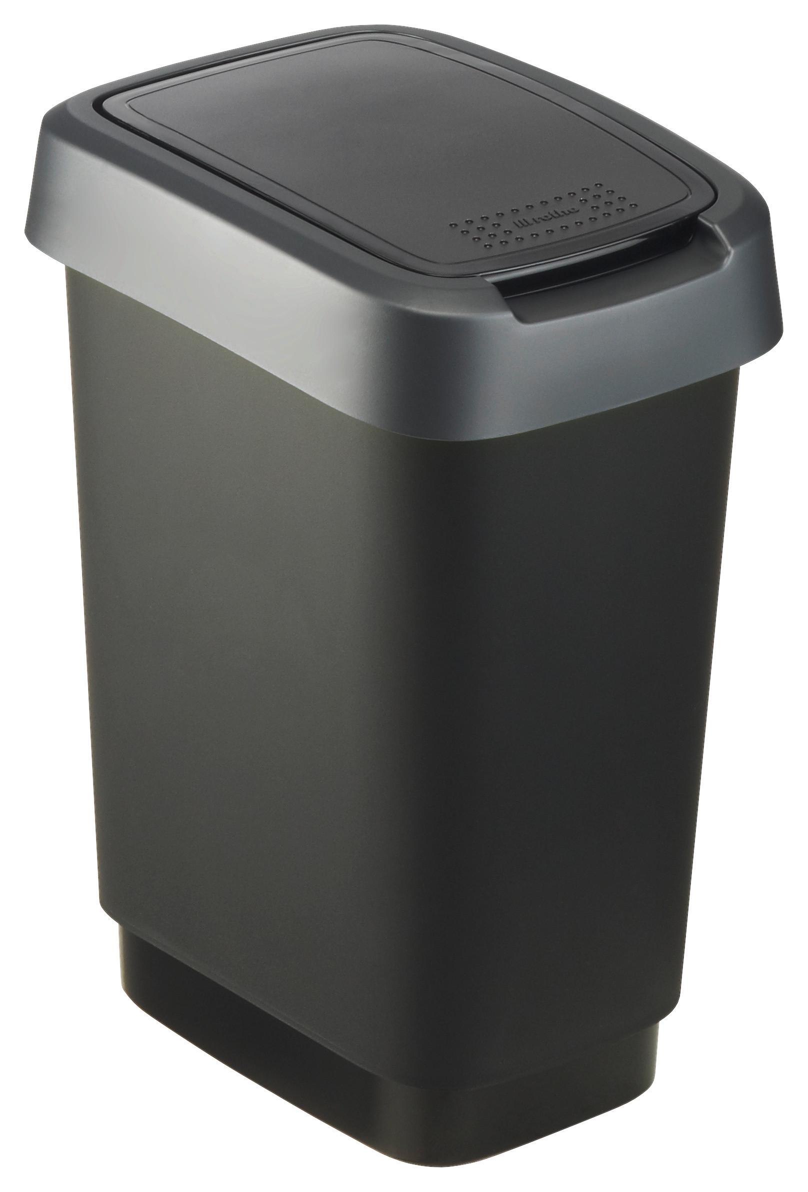 KOSZ NA ODPADY 1754308850 - czarny/ciemnoszary, Basics, tworzywo sztuczne (24,8/18,1/33cm) - Rotho