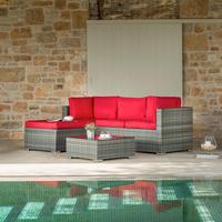 Lounge Garnitura Leona Rdeča, Rjava, 3-Delni Set - rdeča/rjava, Moderno, kovina/umetna masa (146/199cm) - Modern Living
