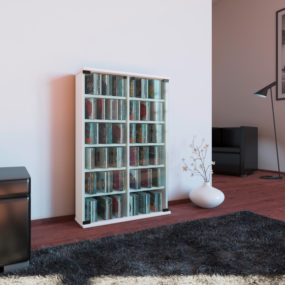 Regal Roma Bela, 60 Cm - bela, Basics, steklo/leseni material (60/92/18cm) - MID.YOU
