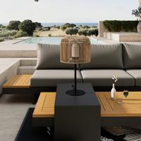 Tischleuchte Ivo in creme max. 40 Watt - Schwarz/Grün, MODERN, Kunststoff/Metall (30/58/30cm) - Bessagi Garden