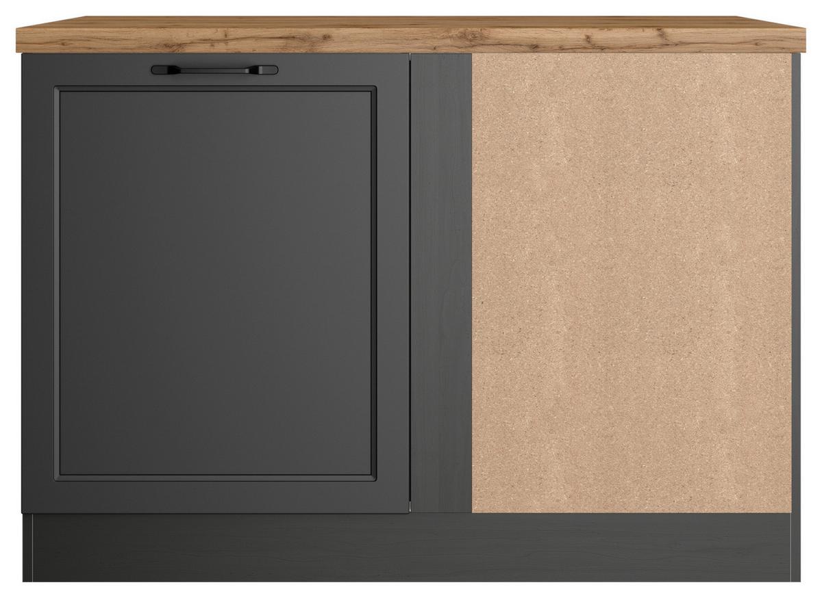 Eckunterschrank Meran ca. 120x86x60 cm Grau/Eiche - Eiche Wotan/Schwarz, LIFESTYLE, Holzwerkstoff/Metall (120/86/60cm) - Held