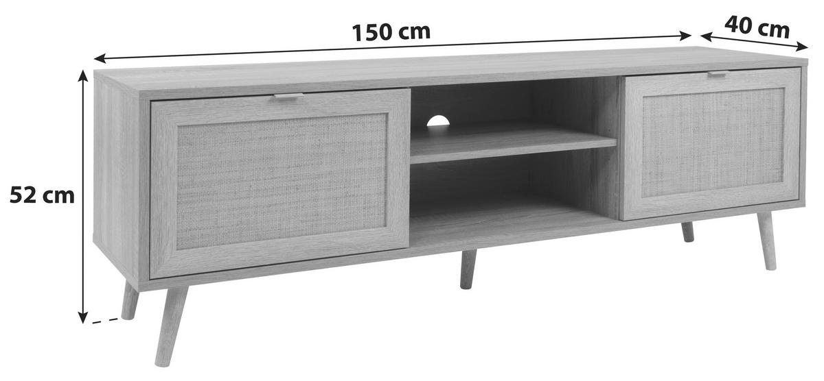KOMODA NISKA BALI - kolor dębu sonoma, Natur, materiał drewnopochodny (150/52/40cm) - MID.YOU