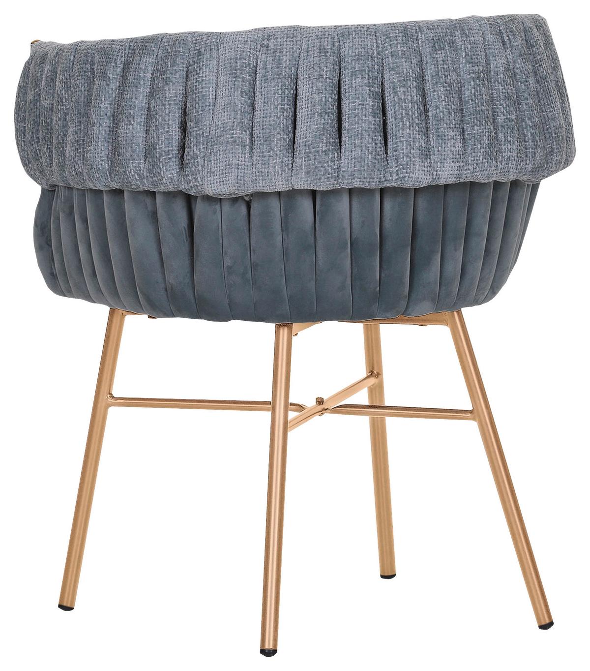 KRZESŁO Z PODŁOKIETNIKAMI TWISTY   -AMBIA HOME- - kolor złoty/jasnoniebieski, Design, metal/tkanina (65/76/60cm) - Ambia Home
