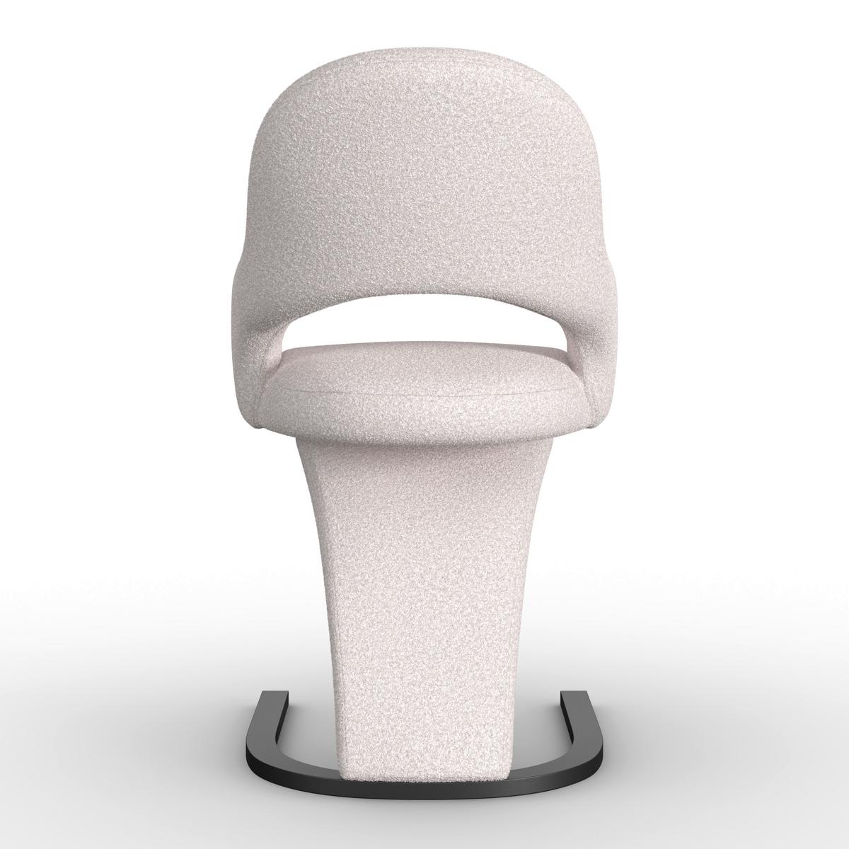 Armlehnstuhl Aria Creme Bouclé Gepolstert - Creme/Schwarz, MODERN, Holz/Textil (54/82/62cm) - Bessagi Home