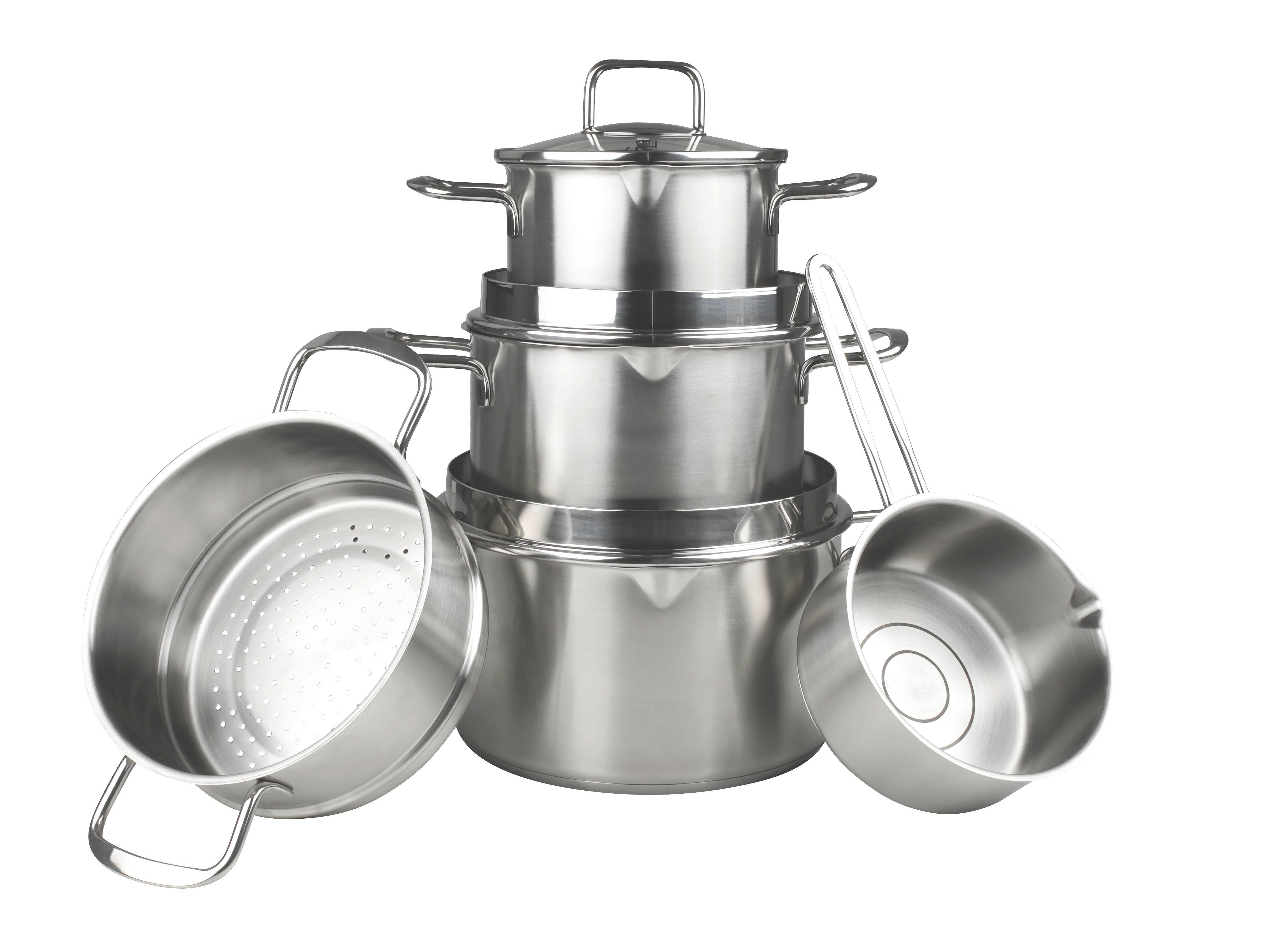Set de oale Munchen - culoare inox, Design, sticlă/metal - Chefkoch+Fackelmann