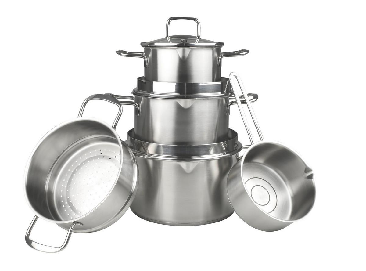 Set de oale Munchen - culoare inox, Design, sticlă/metal - Chefkoch+Fackelmann