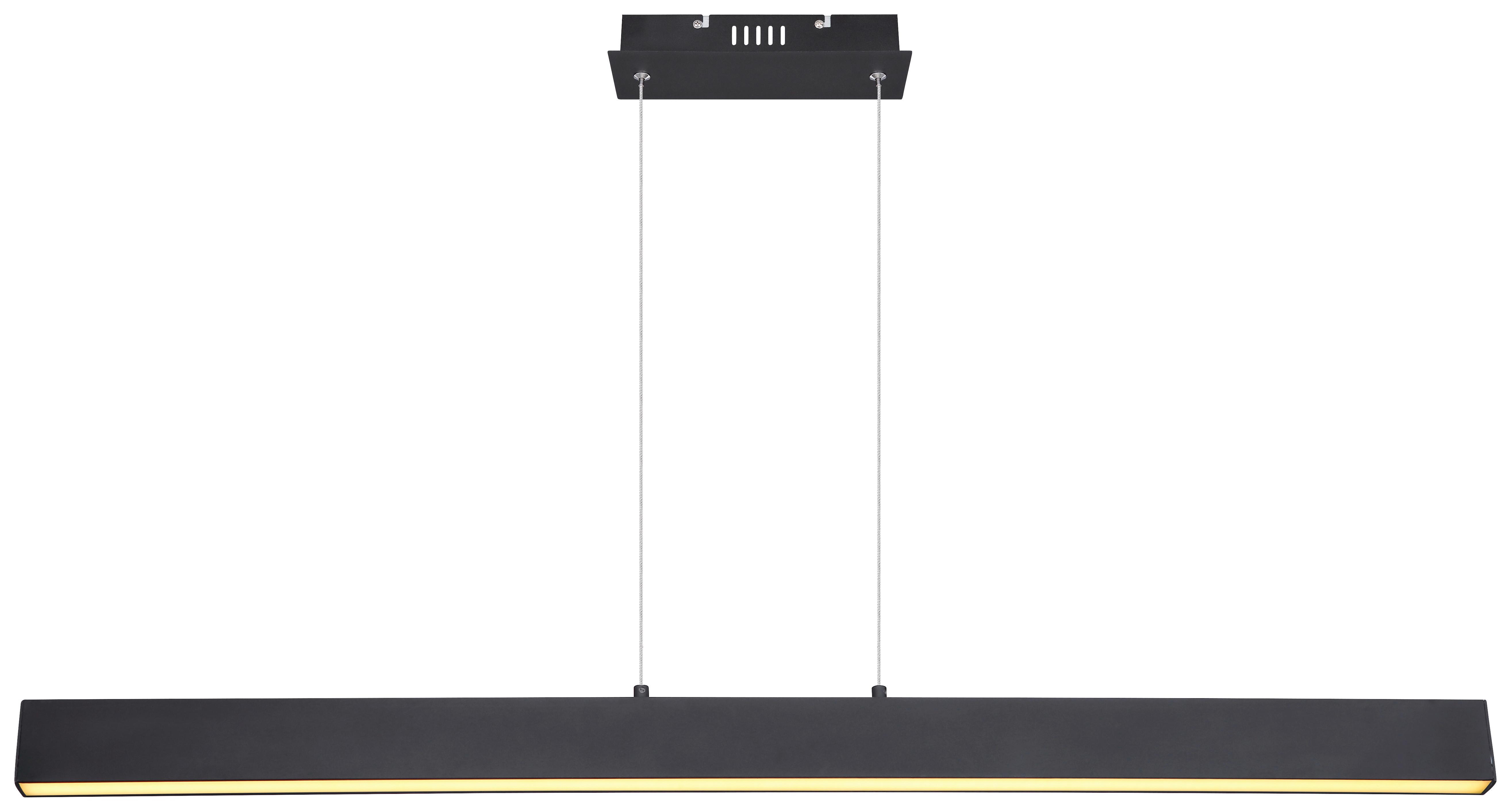 LED-HÄNGELEUCHTE VERENA L: 121 CM SCHWARZ MATT - Weiss/Opal, Design, Kunststoff/Metall (121/8/120cm) - Globo