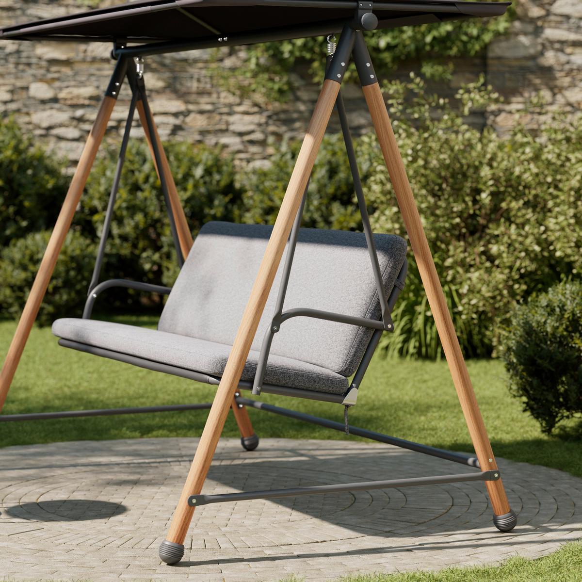 Balansoar Budapest - antracit/negru, Modern, metal/textil (215/182/120cm) - Mömax
