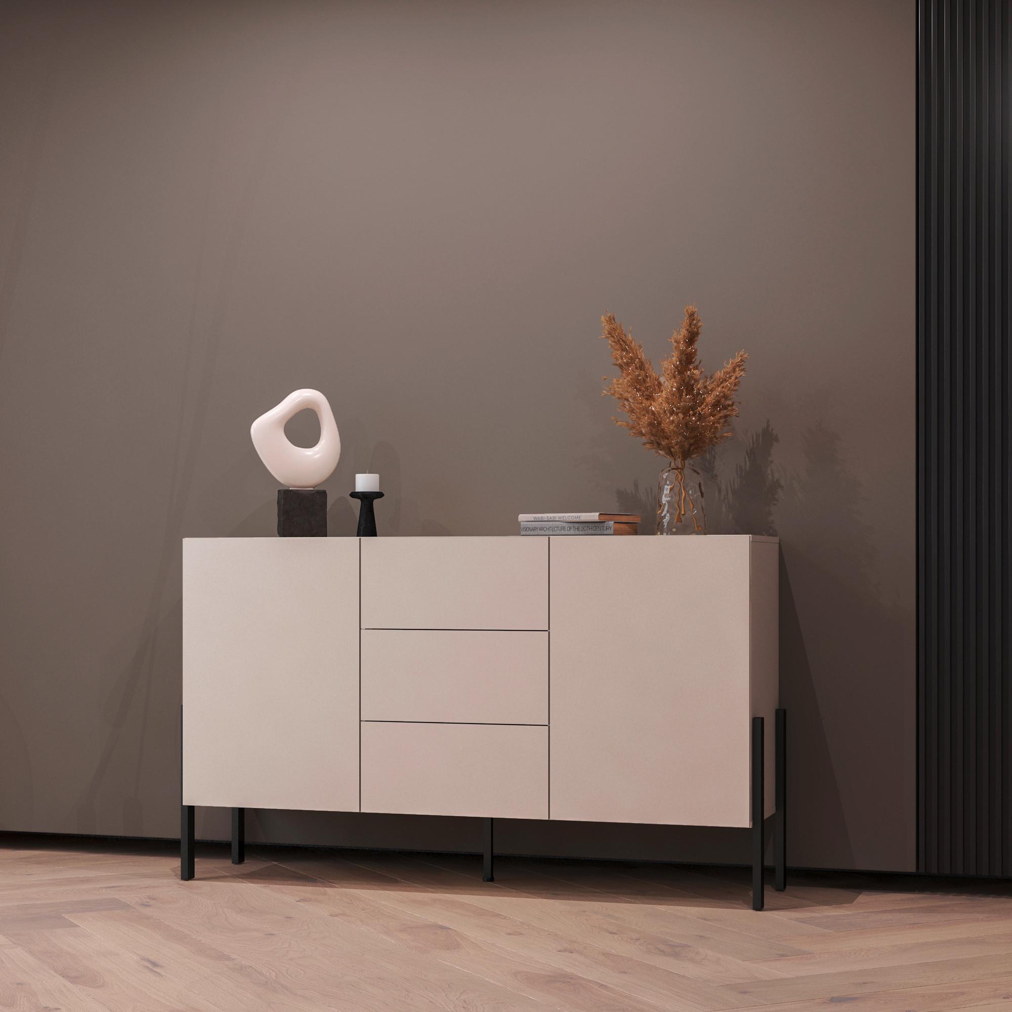 Komód Jukon - kasmír, Modern, faalapú anyag (154/90/40cm)