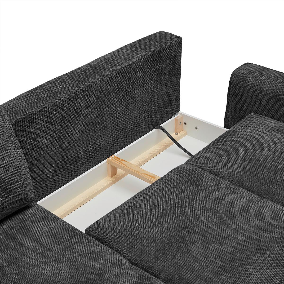 Ecksofa Custom Schwarz - Schwarz, MODERN, Textil/Metall (164/85/255cm) - Mömax
