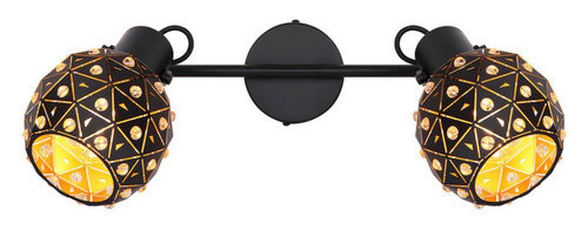 Strahler Jodie in Schwarz max. 40 Watt - Klar/Goldfarben, Basics, Glas/Metall (35/12/26cm) - Globo