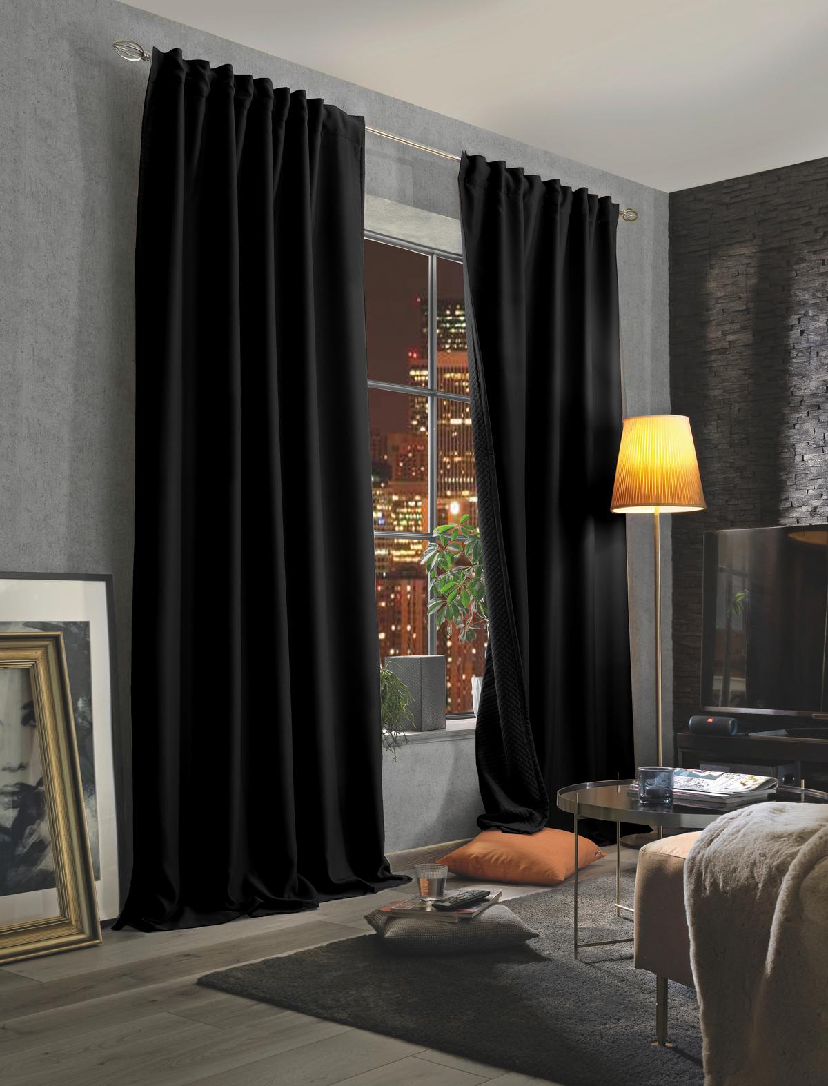 Lärmschutzvorhang Acustico Schwarz ca. 135x245cm - Schwarz, Basics, Textil (135/245cm) - Schmidt W. Gmbh