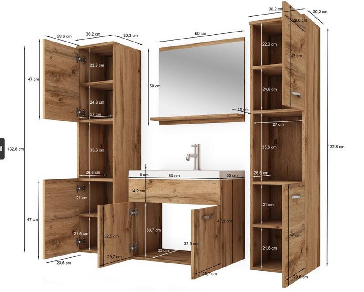 Kopalnica Montreal Xl, Antracit, Bela, 5-Delno - bela/visoki sijaj, Trendi, kovina/leseni material (120cm) - P & B