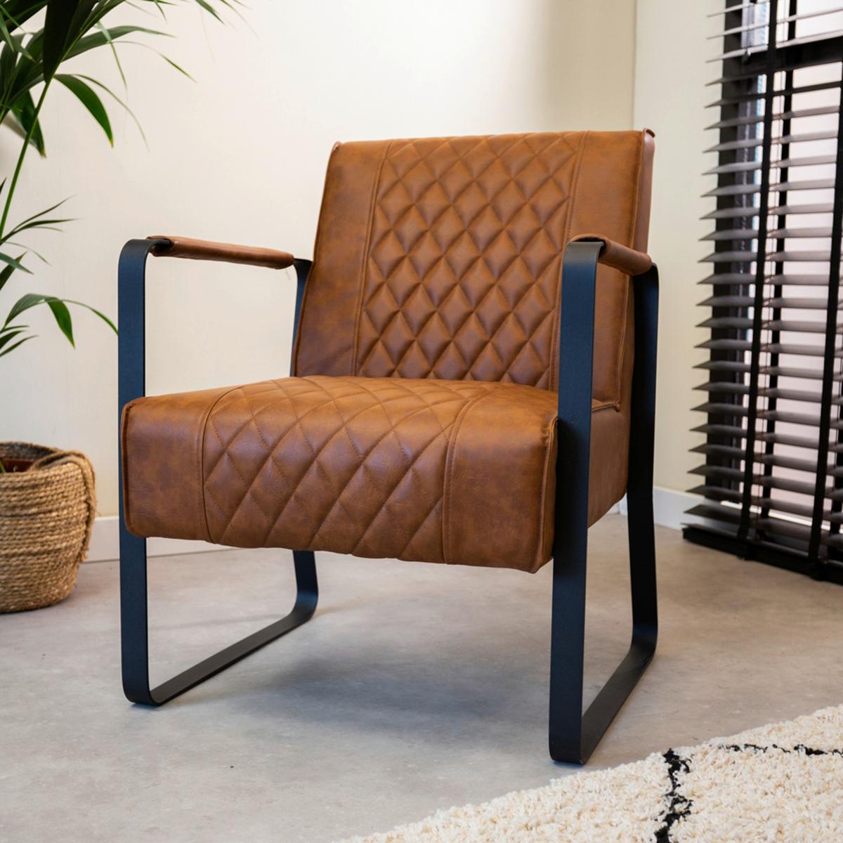 SESSEL STEVIE - Hellbraun/Cognac, KONVENTIONELL, Textil/Metall (75/61/70cm) - MID.YOU
