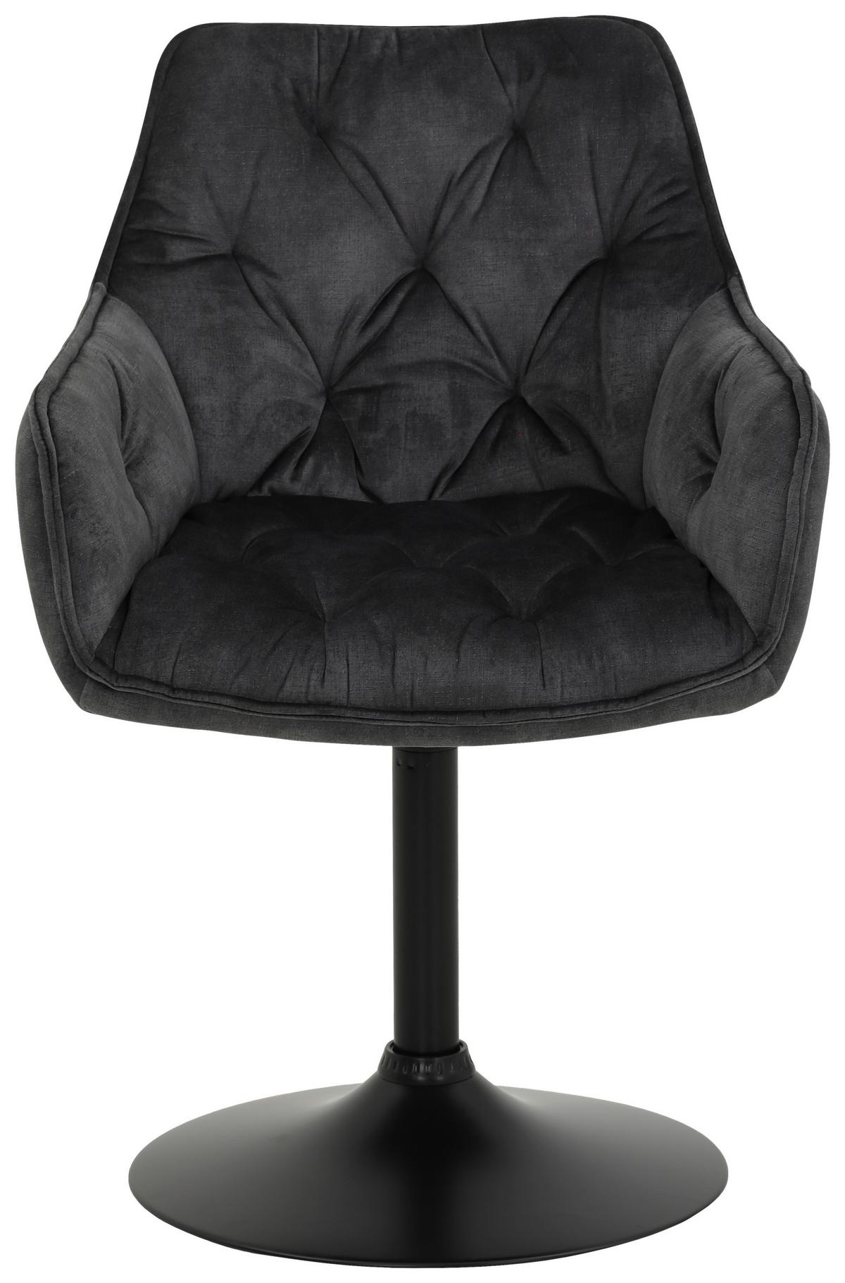 Stuhl-Set gepolstert drehbar 2er-Set - Anthrazit/Schwarz, MODERN, Textil/Metall (49/83/62cm) - MID.YOU