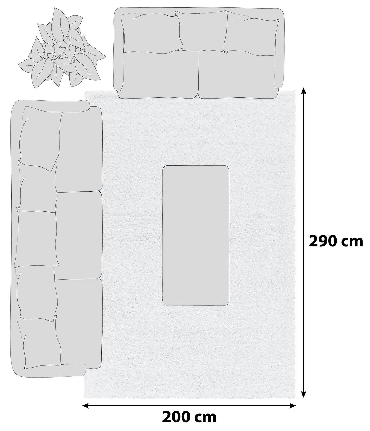 Preproga Fluffy, 200x290cm, Bela - bela, Basics, tekstil (200/290cm)