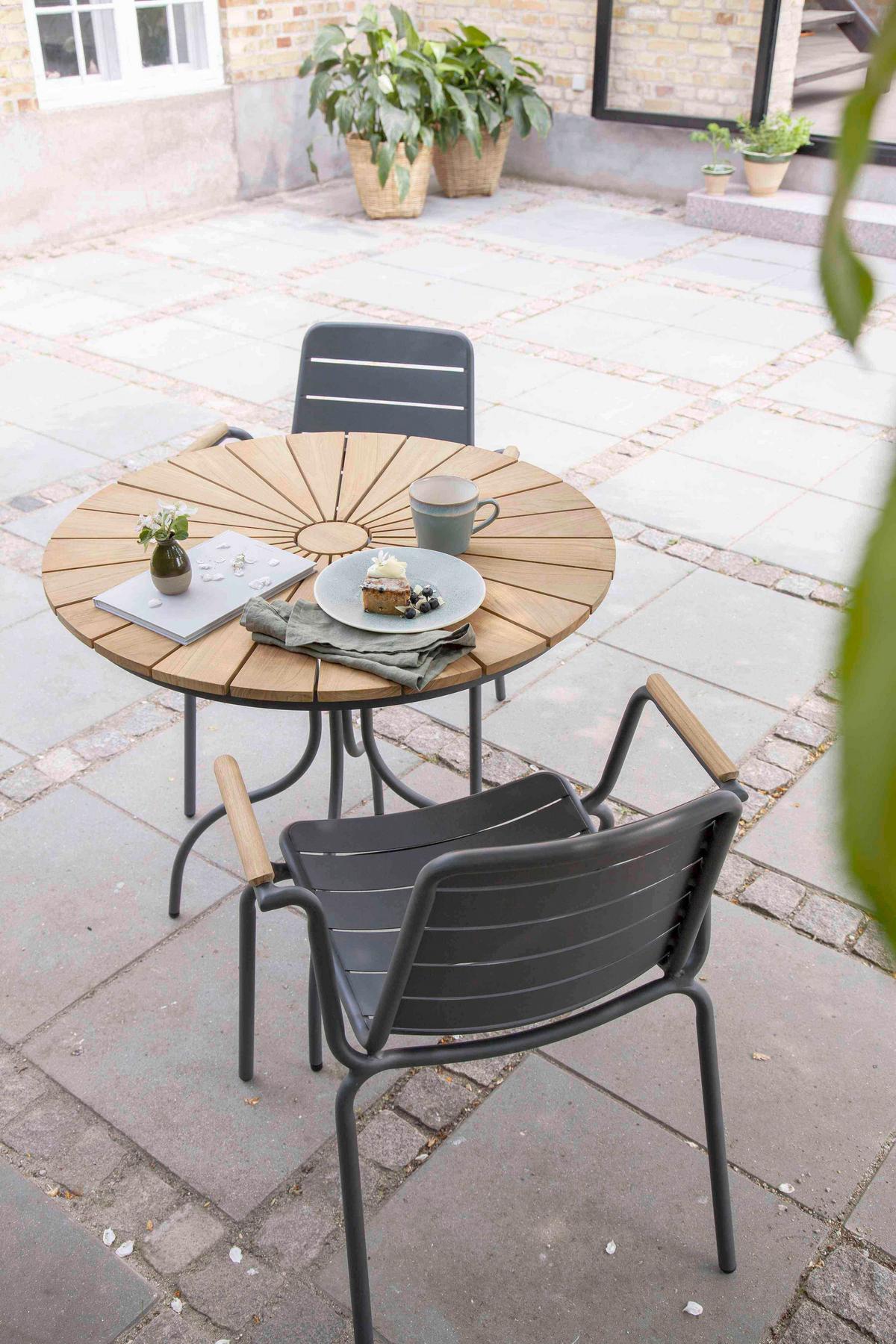 Gartentisch Ellen - Anthrazit/Teakfarben, Konventionell, Holz/Metall (80/80/74cm) - Gardenson