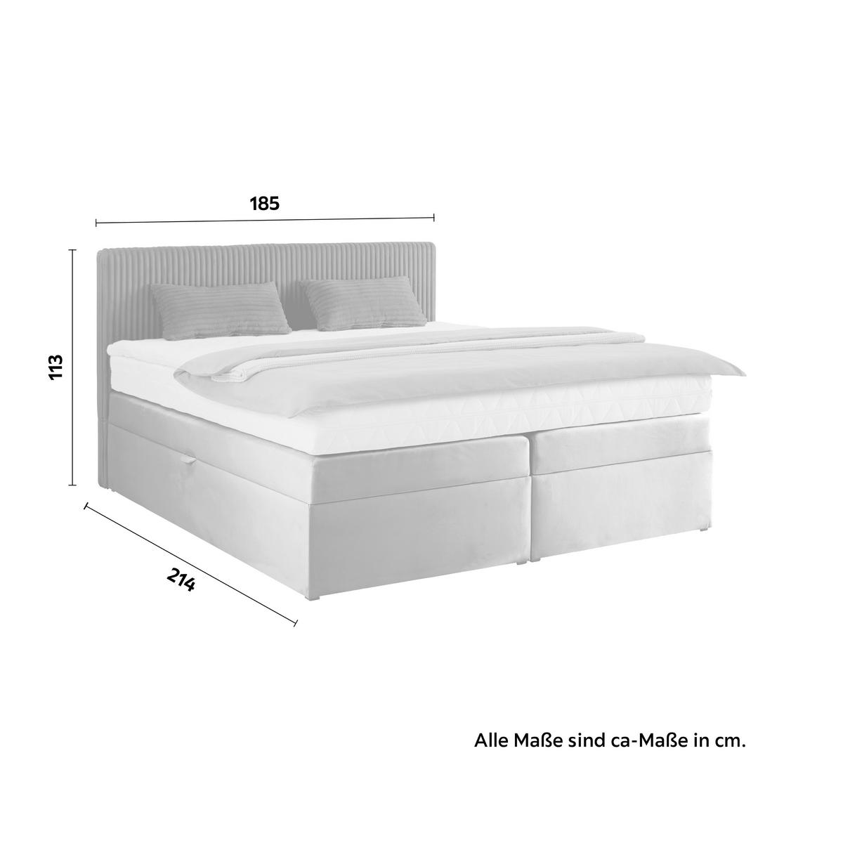 Boxspringbett Rossa in Dunkelgrau ca. 180x200cm - Dunkelgrau/Schwarz, KONVENTIONELL, Holzwerkstoff/Kunststoff (180/200cm) - Mömax