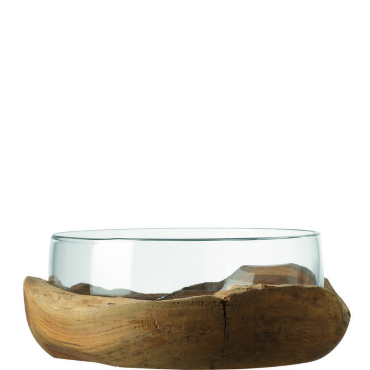 PATERA DEKORACYJNA 084424 - przejrzysty/brązowy, Basics, drewno/szkło (28/11cm) - Leonardo