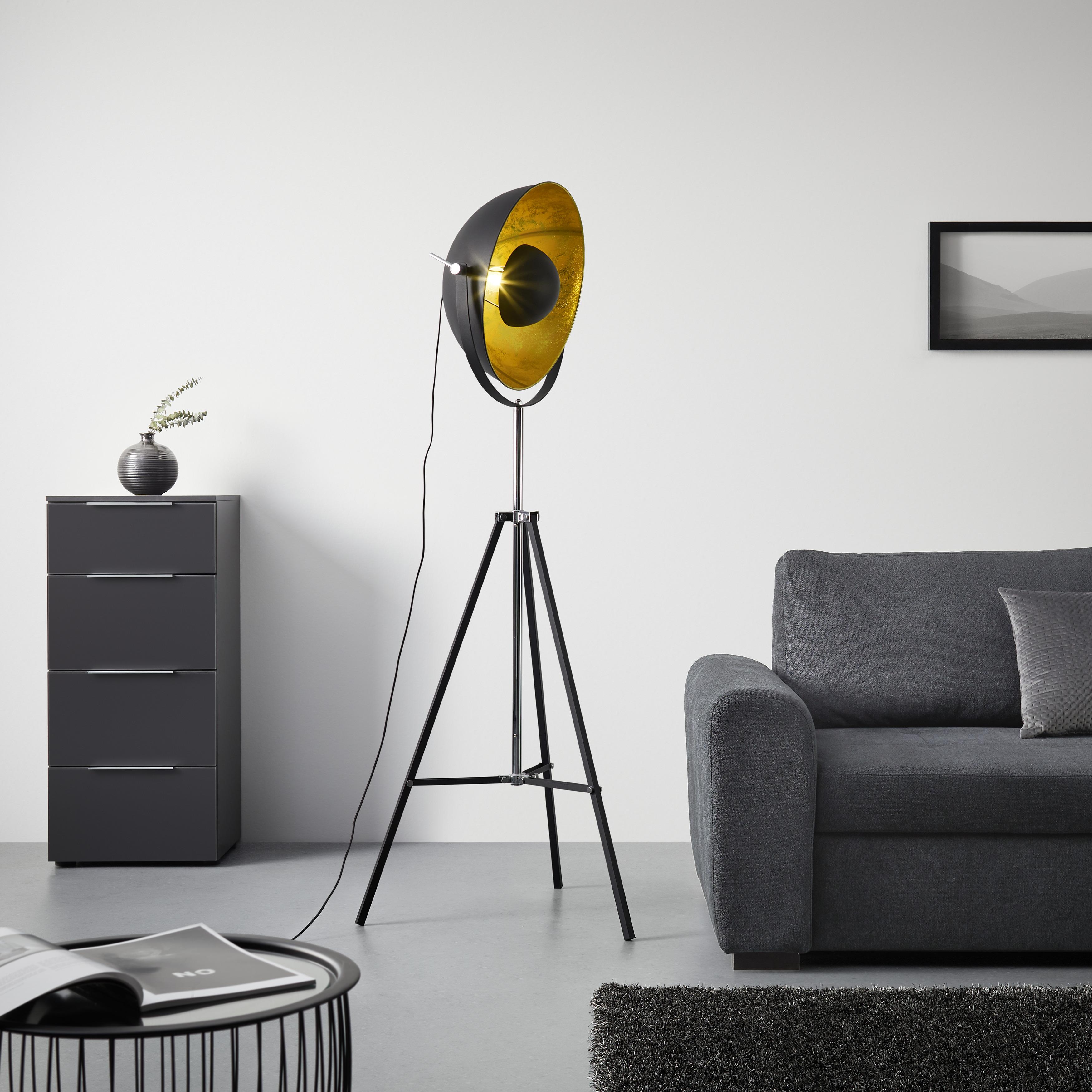 Stehleuchte Jule max. 60 Watt - Goldfarben/Schwarz, LIFESTYLE, Metall (50/176cm) - Mömax