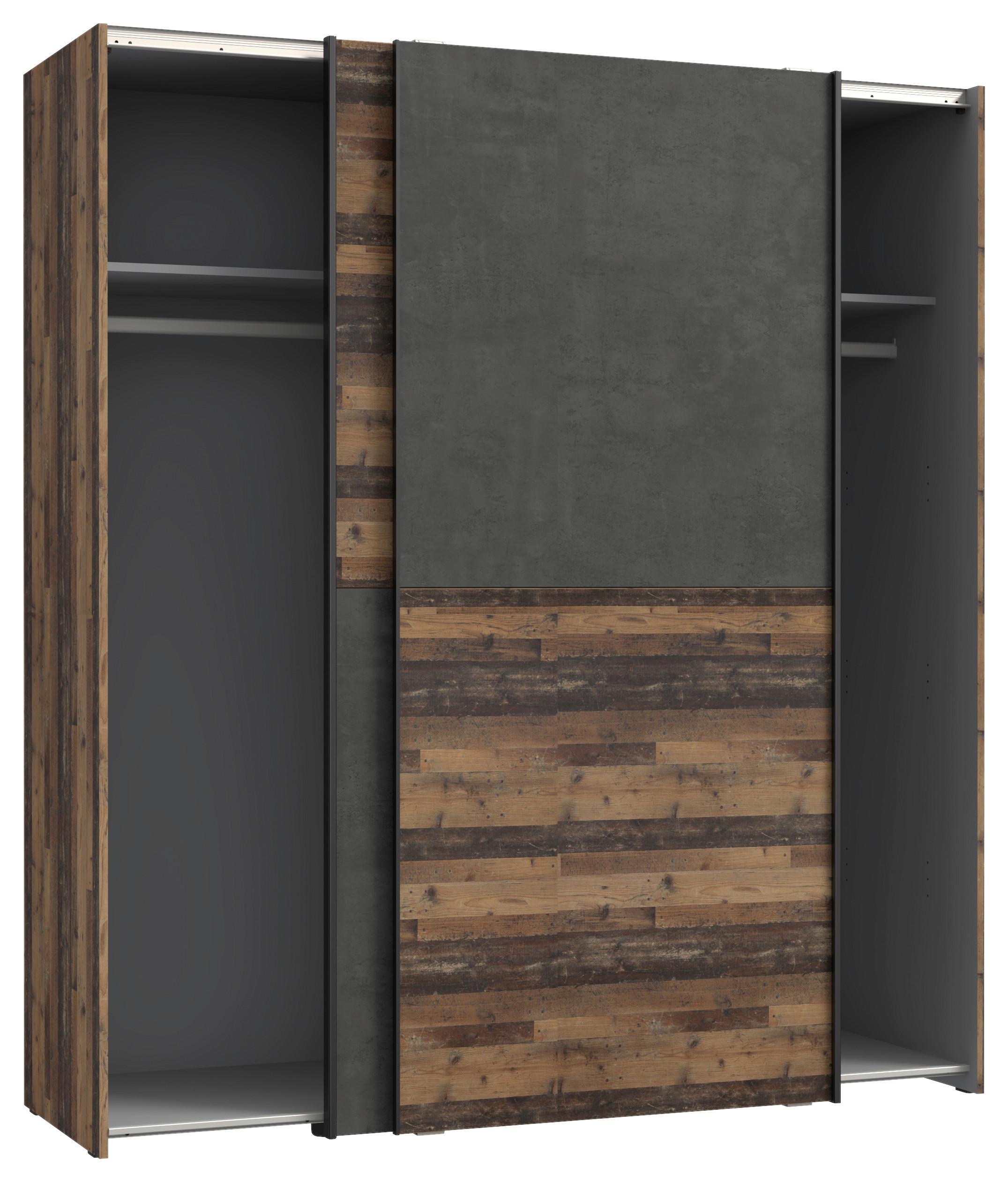 Ormar S Kliznim Vratima Dederik - tamno siva/smeđa, Konvencionalno, drvni materijal/metal (170,3/190,5/61,2cm) - Modern Living