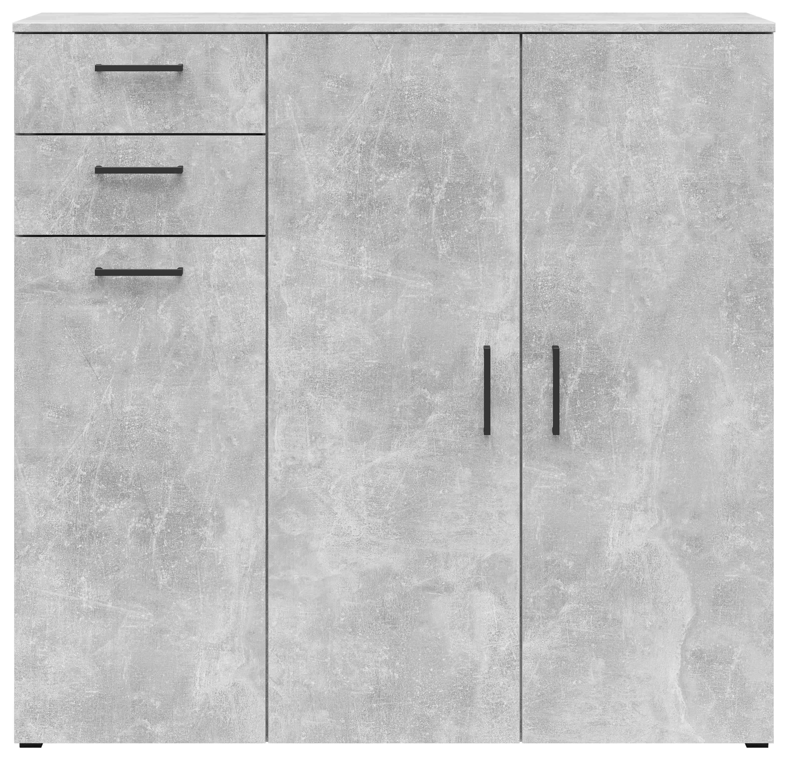 Kommode Multistauraum Betonoptik - Anthrazit/Schwarz, MODERN, Holzwerkstoff/Kunststoff (120/115/40cm) - Mömax