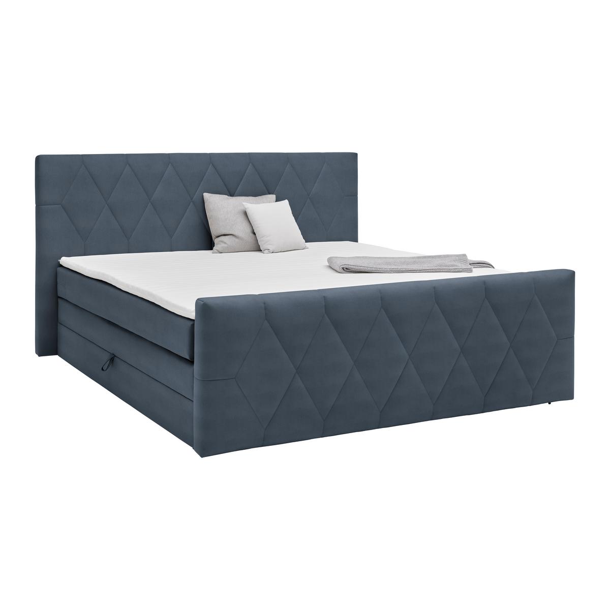 Boxspringbett Josie B Graublau ca. 160x200cm - Graublau/Schwarz, KONVENTIONELL, Holz/Holzwerkstoff (160/200cm) - Mömax