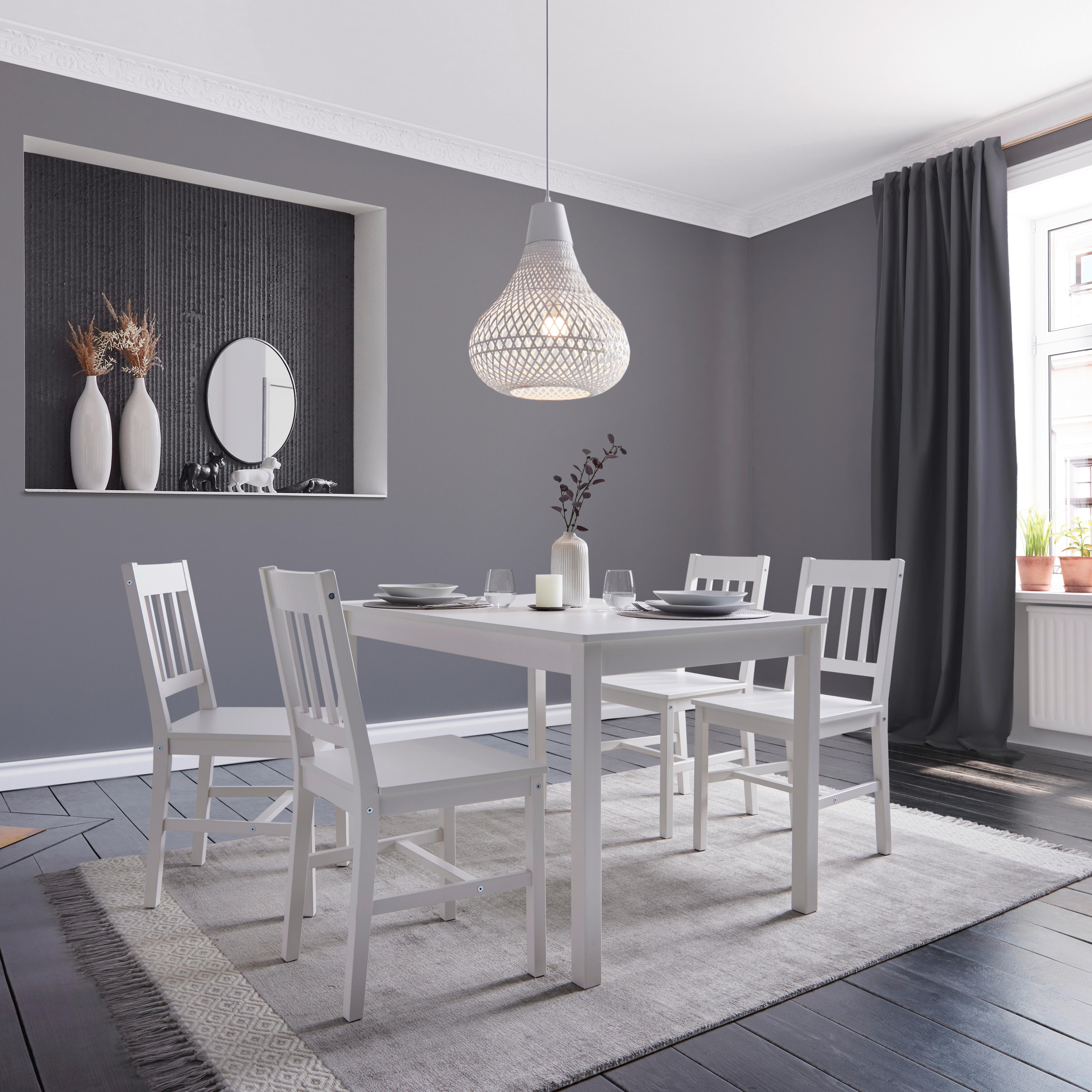 KOMPLET DO JADALNI AMIRA - biały, Modern, drewno (118/43/75/40.5/73/86cm) - Bessagi Home