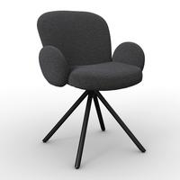 Naslanjač Josea, Siva - temno siva/črna, Moderno, kovina/tekstil (64/85/63cm) - Bessagi Home