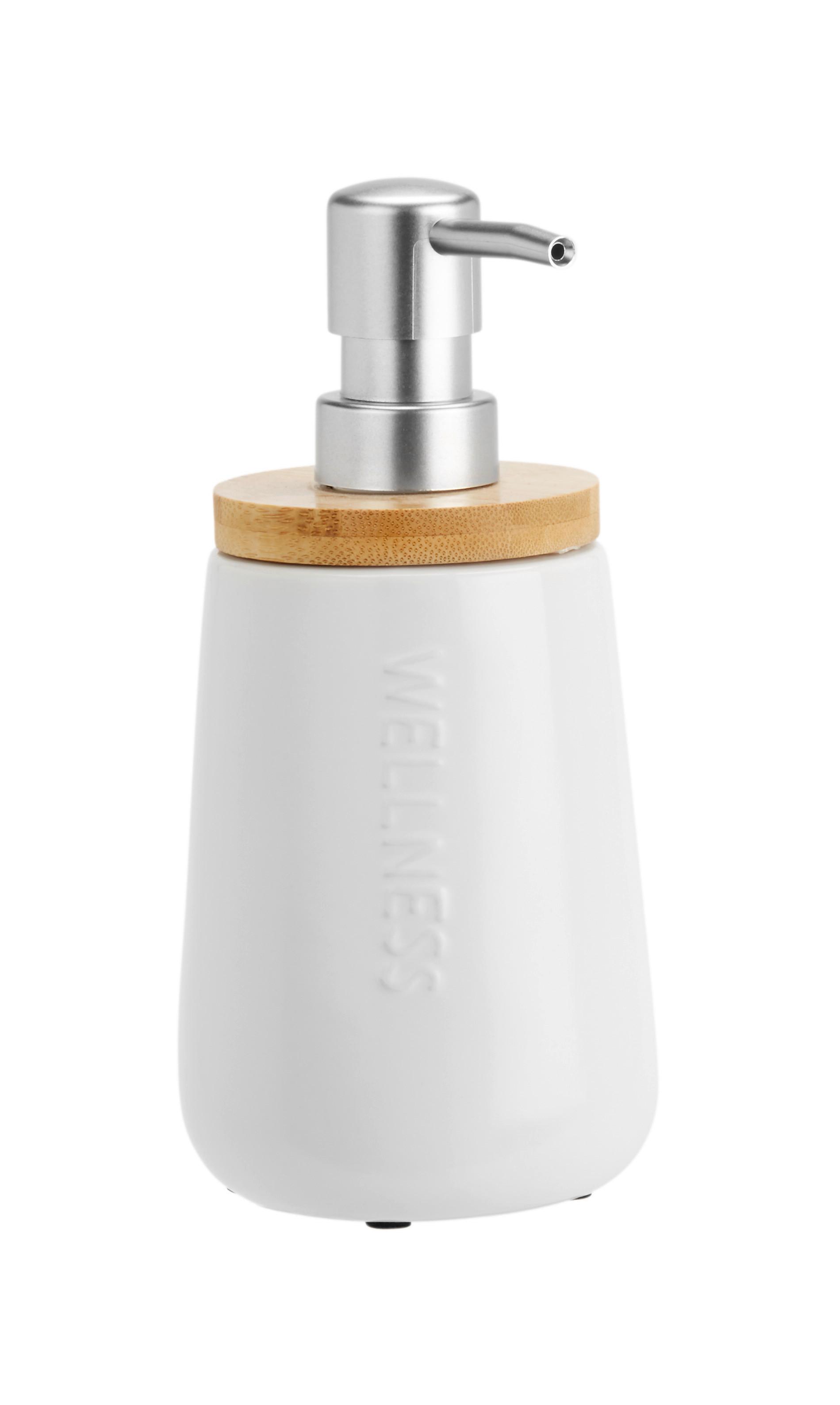 Seifenspender Edna in Weiß - Weiß, MODERN, Keramik (8,5/18,5/8,5cm)