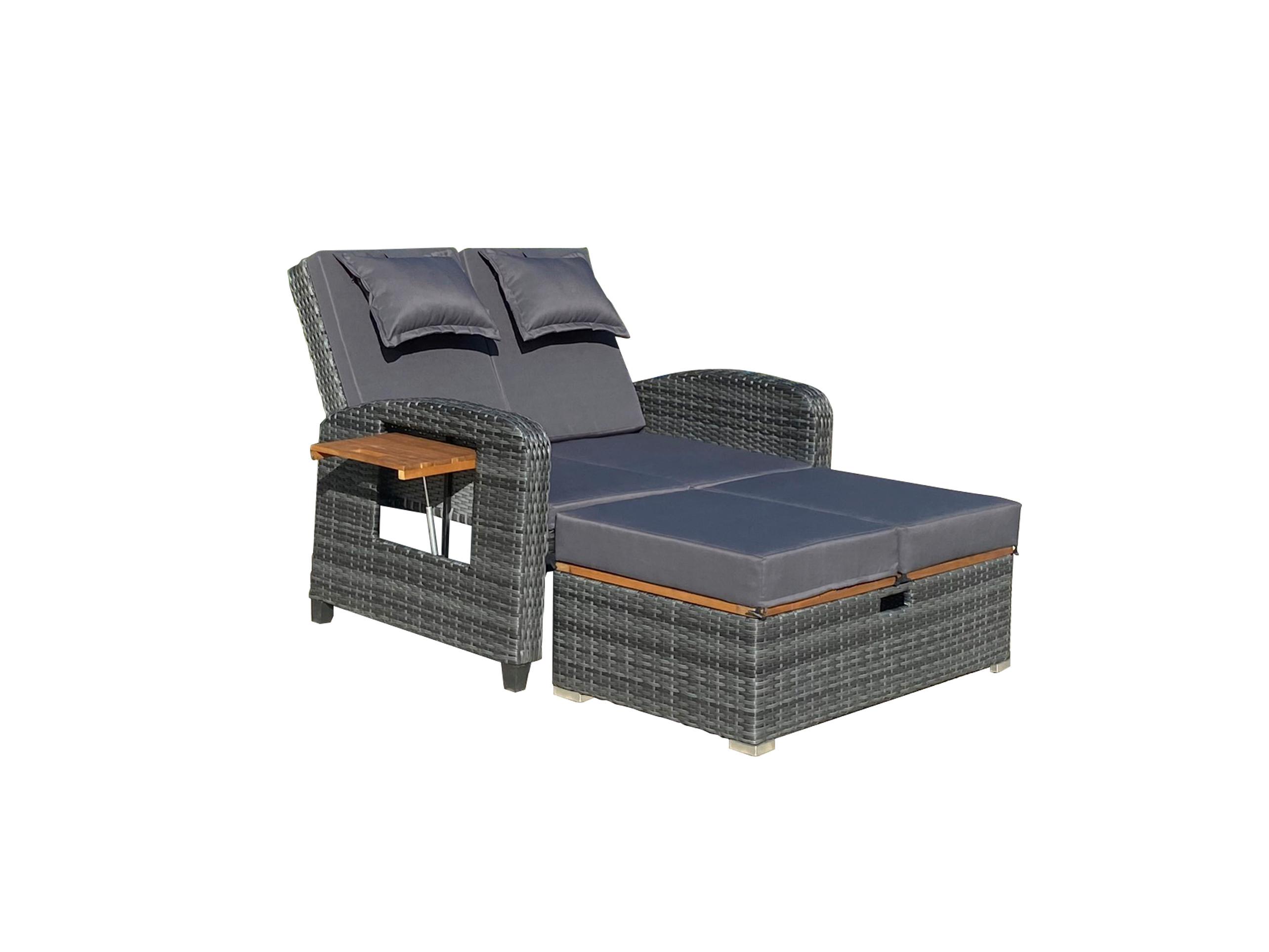 Loungegarnitur Bari ca. 116x95x118 cm Grau - Dunkelgrau/Anthrazit, Basics, Holz/Kunststoff (116/95/118cm) - Gardenson