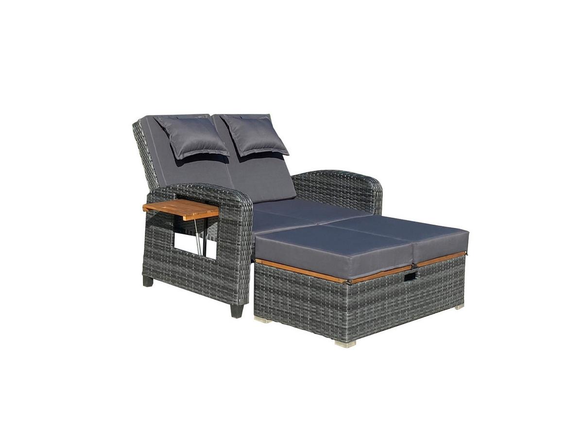 Loungegarnitur Bari ca. 116x95x118 cm Grau - Dunkelgrau/Anthrazit, Basics, Holz/Kunststoff (116/95/118cm) - Gardenson