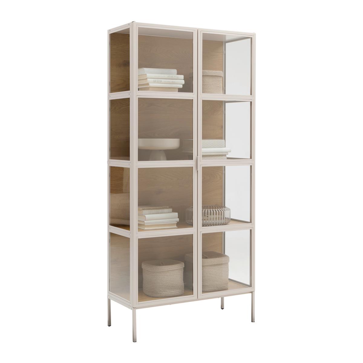 Vitrine Amy Eichefarben/Beige - Eichefarben/Beige, Modern, Glas/Holzwerkstoff (80/172/35cm) - Mömax