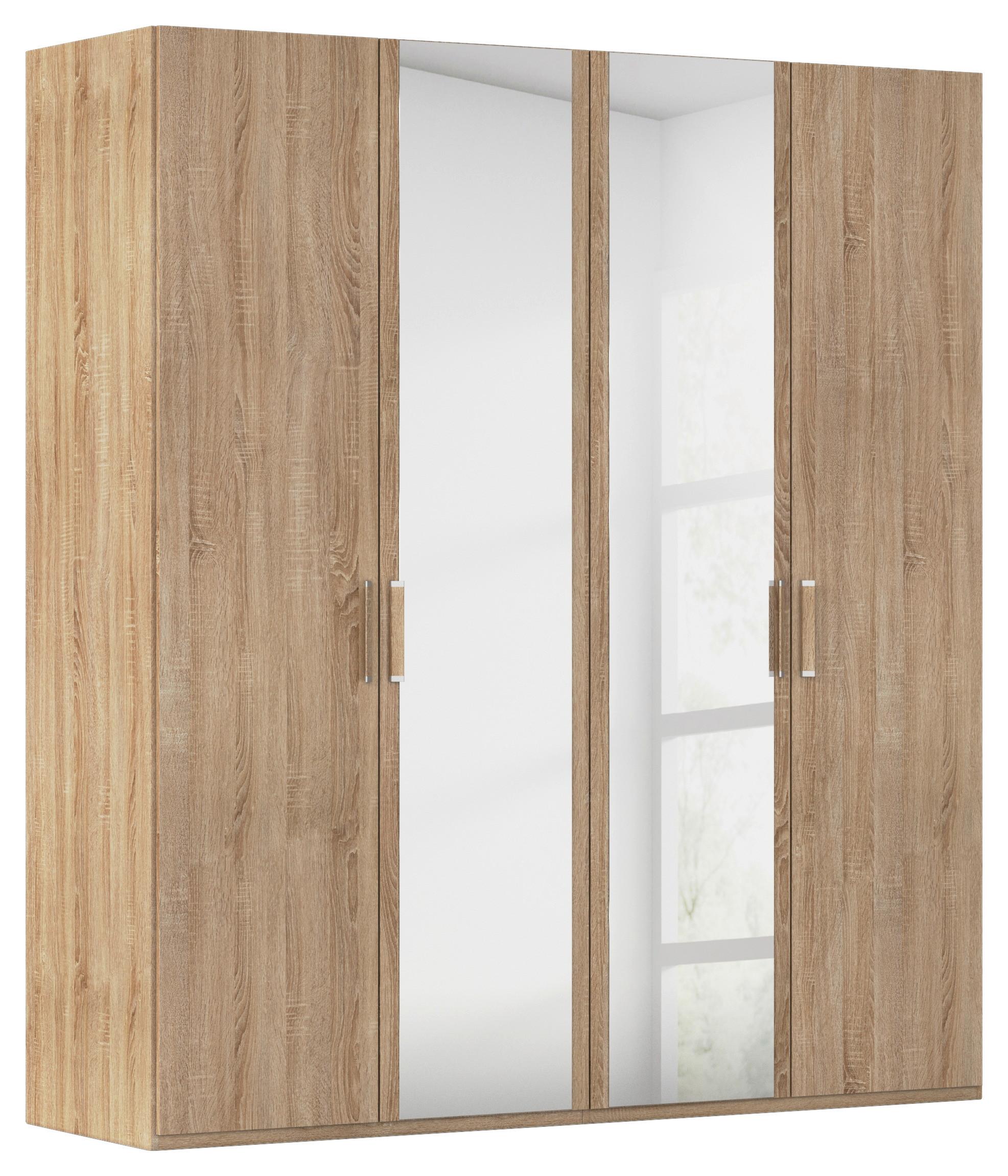 Omara S Klasičnimi Vrati Evelyn, Barva Hrasta - srebrne barve/hrast sonoma, Design, umetna masa/steklo (201/223/60cm) - Novel