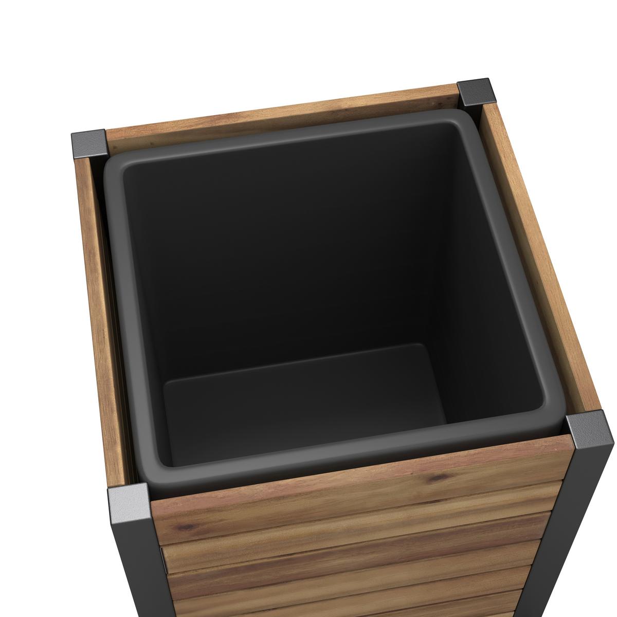 Hochbeet Marlo Echtholz massiv - Akaziefarben, MODERN, Holz/Kunststoff (32/34/32cm) - Bessagi Garden