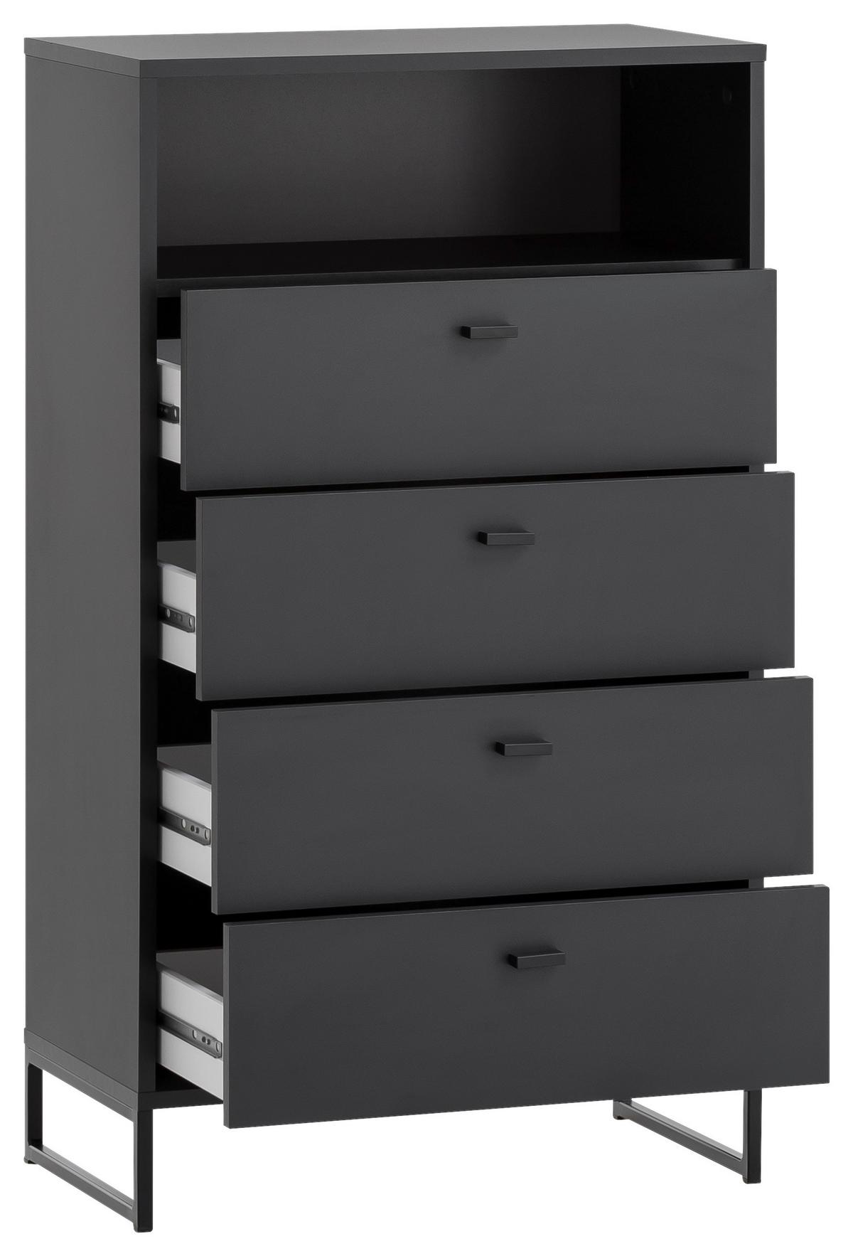 Highboard Janne ca.60,2x103,9x33,1cm Schwarz - Schwarz, LIFESTYLE, Holzwerkstoff/Metall (60,2/103,9/33,1cm) - MID.YOU
