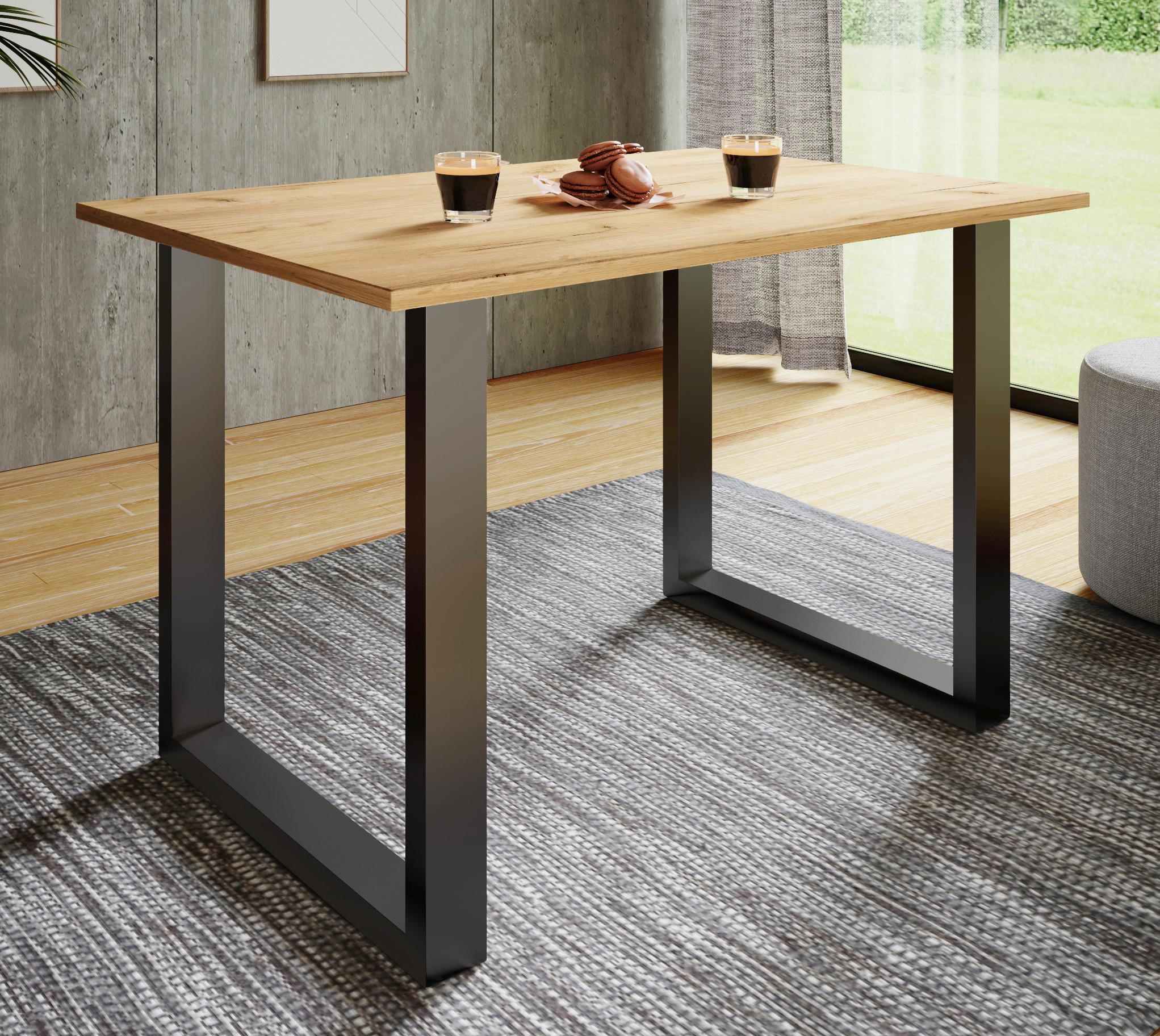 ESSTISCH XONA - Honigeiche/Schwarz, Design, Holzwerkstoff/Metall (80/50/76cm) - MID.YOU