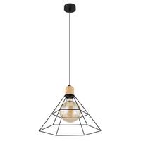 Hängeleuchte Helene in Schwarz max. 60 Watt - Schwarz/Braun, KONVENTIONELL, Holz/Metall (35/120cm) - Globo