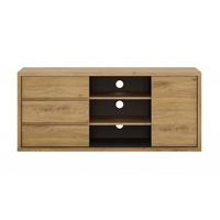 Comodă TV SHETLAND - culoare lemn stejar/gri, Modern, material pe bază de lemn (136/59/40cm) - Modern Living