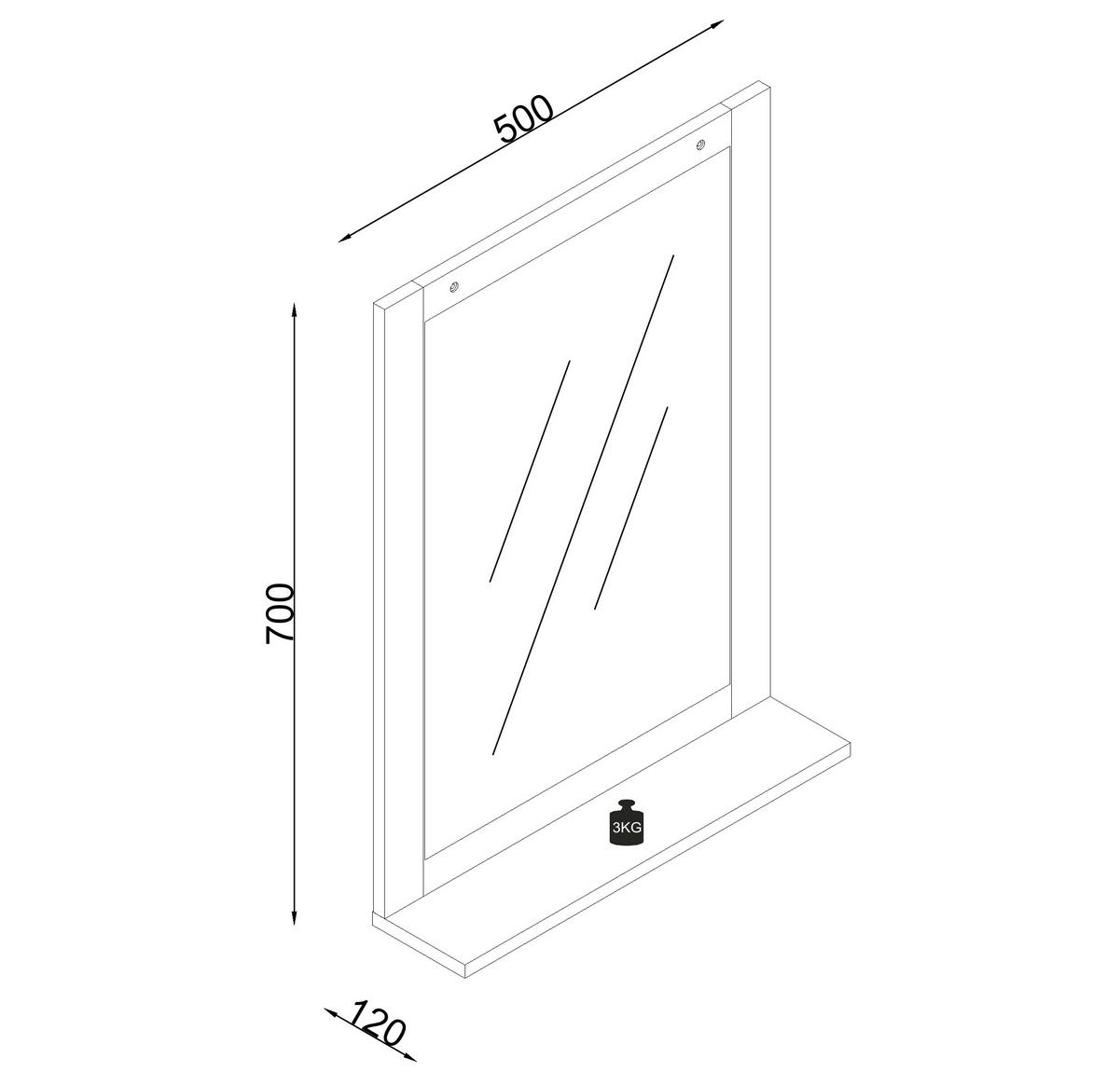 Badezimmerspiegel Flonali - Weiss, Trend, Holzwerkstoff (50/70/12cm) - MID.YOU